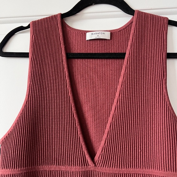 Aritzia Babaton Sculpt Knit Deep V in Sundried Red - Never worn - Picture 3 of 4